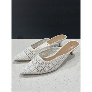 Embroidered Floral Mules Heels Sz 8.5 NWT Off White Delilah - A New Day